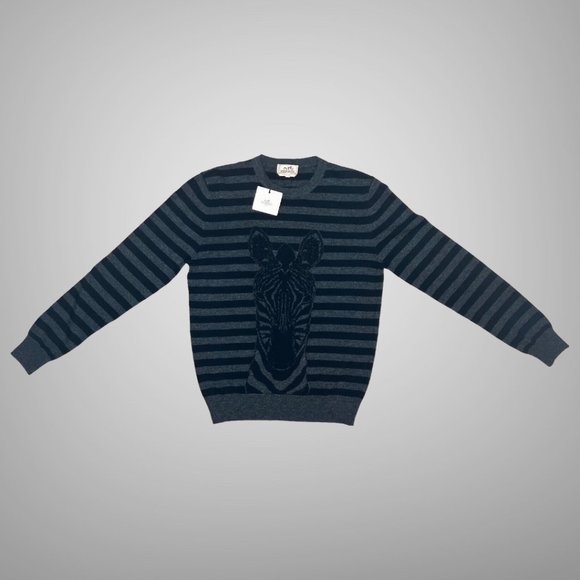 Hermes NWT Mens Crewneck Zebra Sweater EU Size S Wool Cashmere - Picture 10 of 11